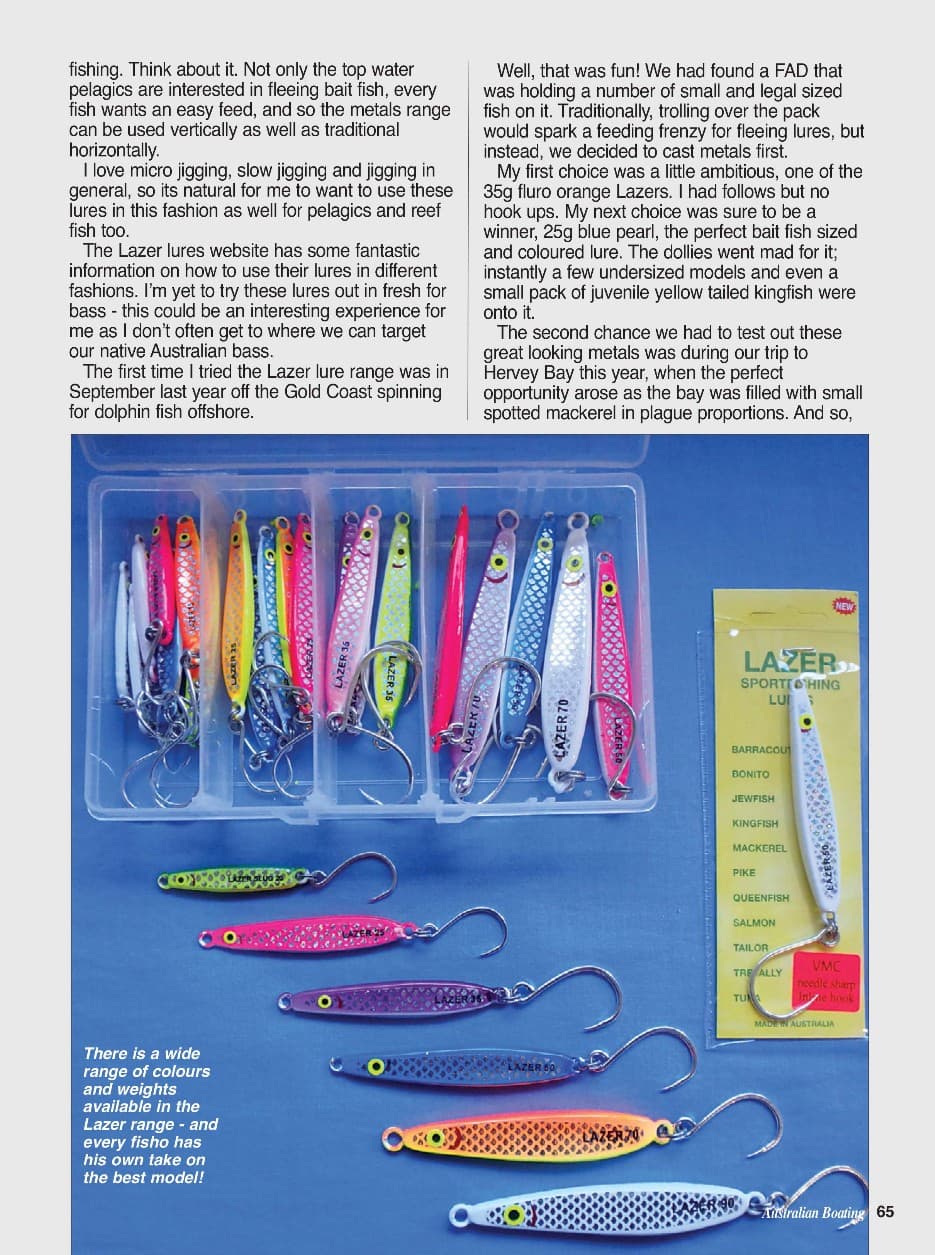 Australian Boating article on Lazer Lures, page 2