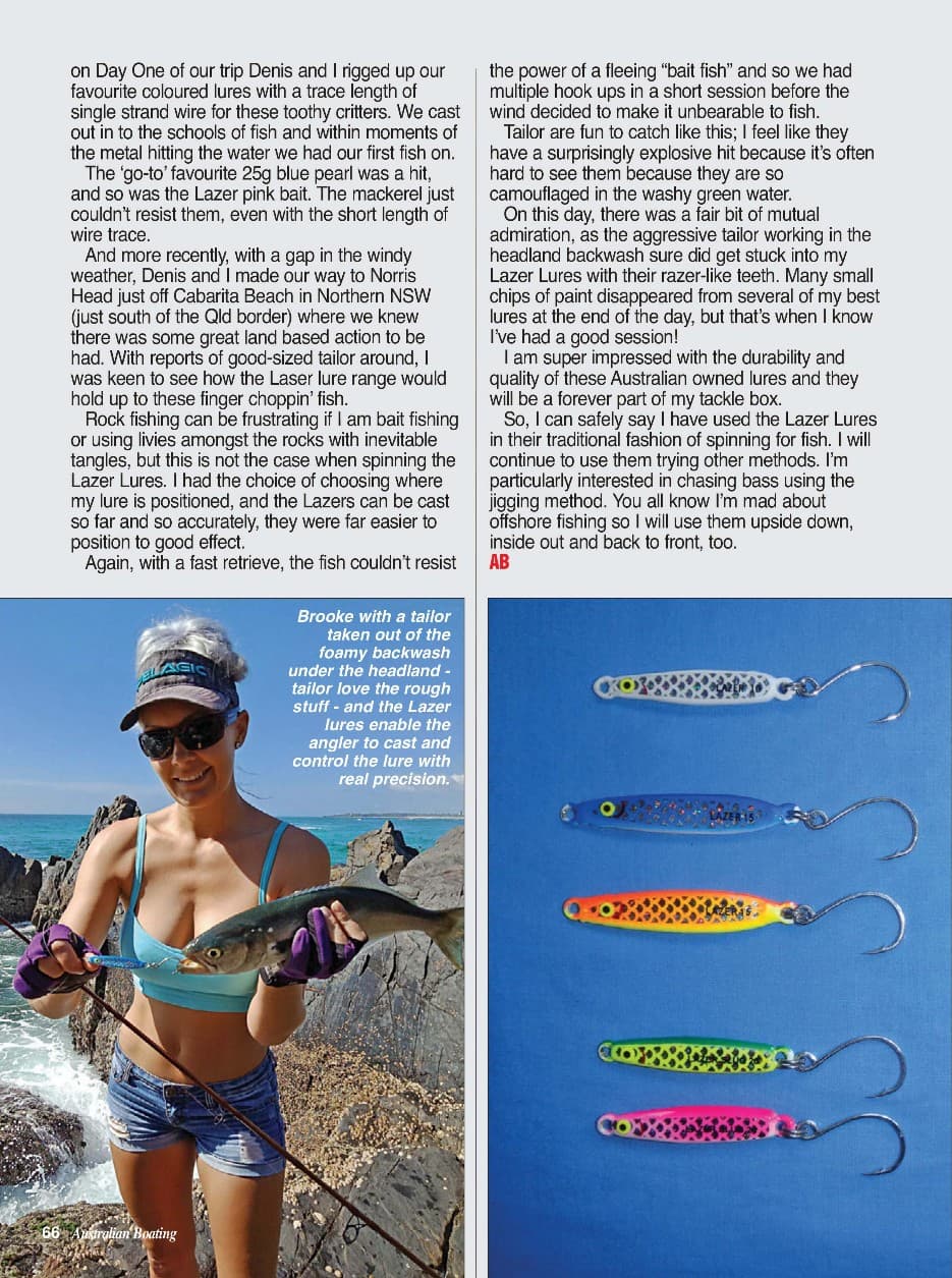 Australian Boating article on Lazer Lures, page 3
